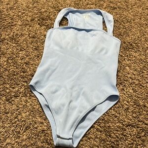 Light Blue Ribbed bodysuit